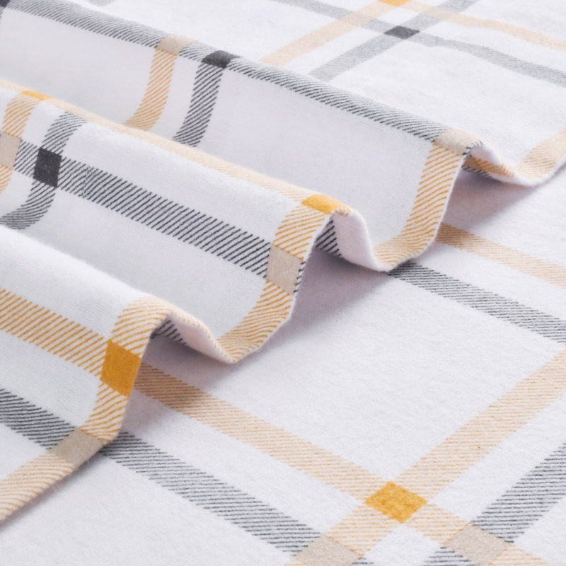 Ensemble de draps 100% flanelle de coton Colyt, Ensemble de draps pour lit double + drap-housse + , Carreaux écru