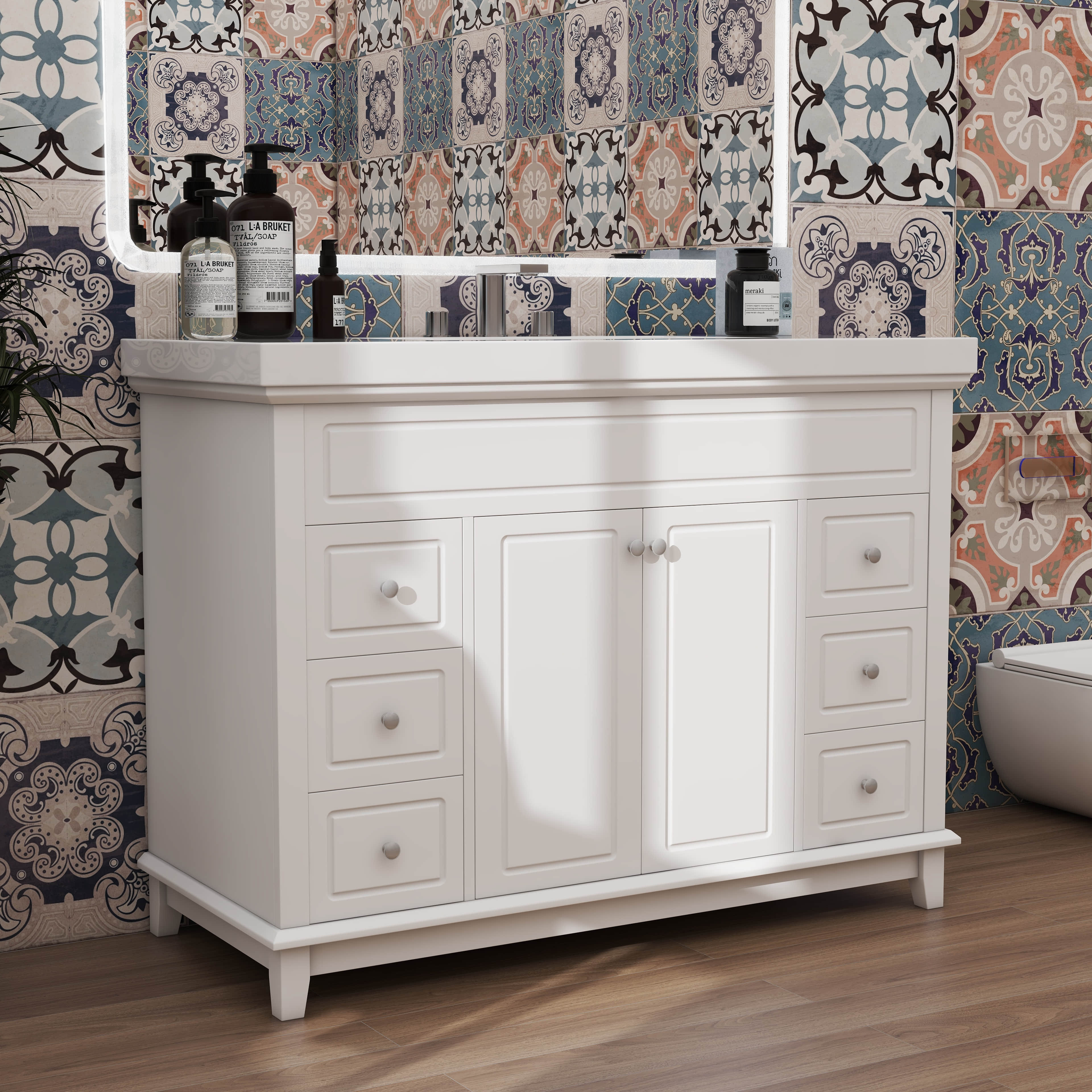 Canora Grey 46-Inch Bathroom Vanity Sans Sink, Fully Equipped With 2 ...
