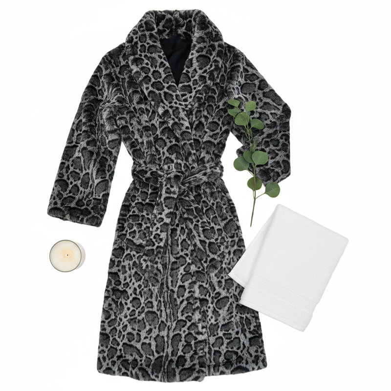 Manteau de luxe en fausse fourrure, S/M, Léopard noir