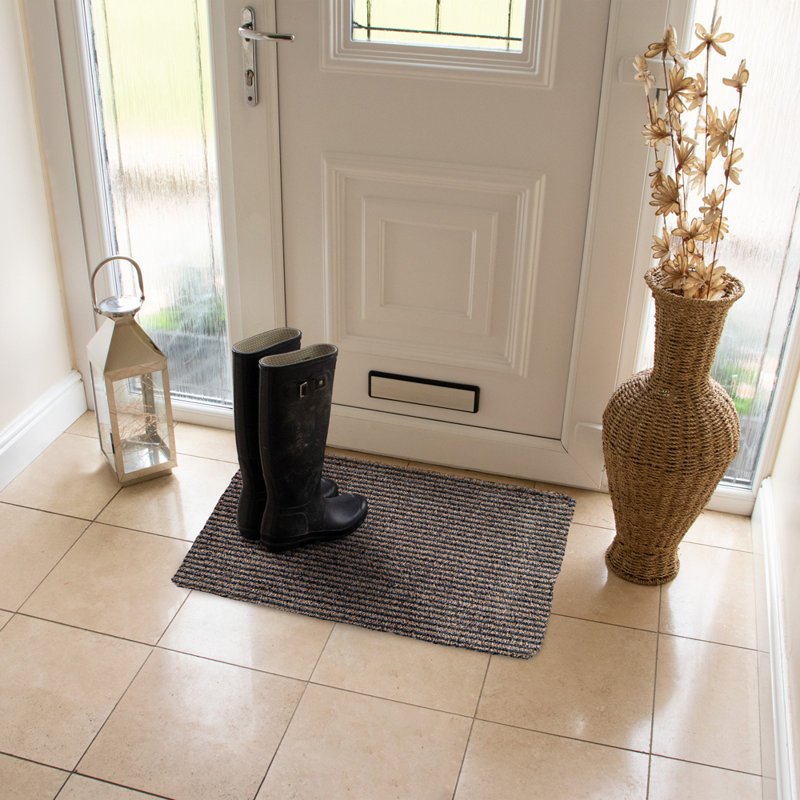 Kensington Non-Slip Striped Indoor Doormat, 1.2cm H x 60cm W x 90cm D