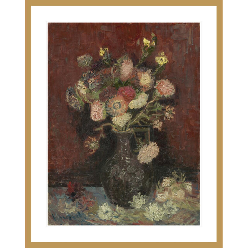 «Vase with Autumn Asters» par Vincent van Gogh, impression giclée encadrée, H 41,5 po x l 33 po
