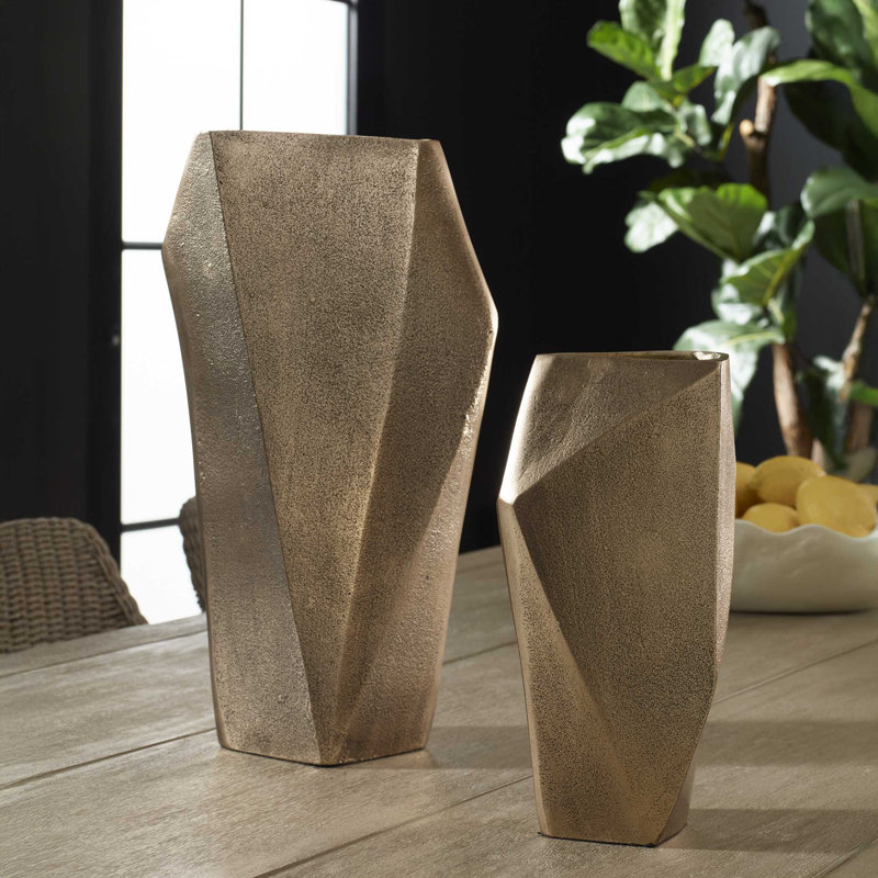 Uttermost Geoform Indoor-Outdoor Brass Vases