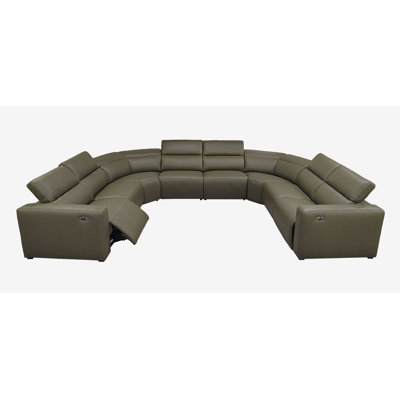 Alderbrook Top-Grain Leather Reclining Modular Sectional