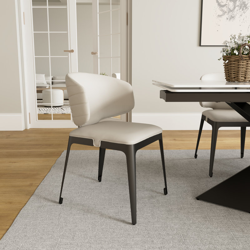 Curved Back Upholstered Dining Chiar (Set Of 2)