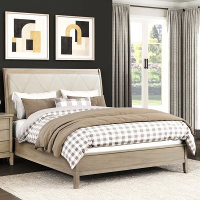 Beige Finish Full Bed Frame, Classic Style, Button - Faux Leather Headboard, And Rails Frame Featuring Upholstery, Included