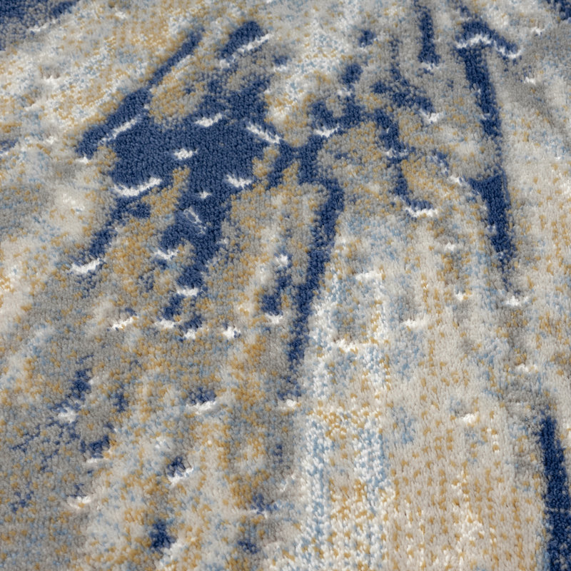 Abani Skelton Collection ATL190B Abstract Splash Grey Blue Area Rug, Rectangle 5'3" x 7'6"