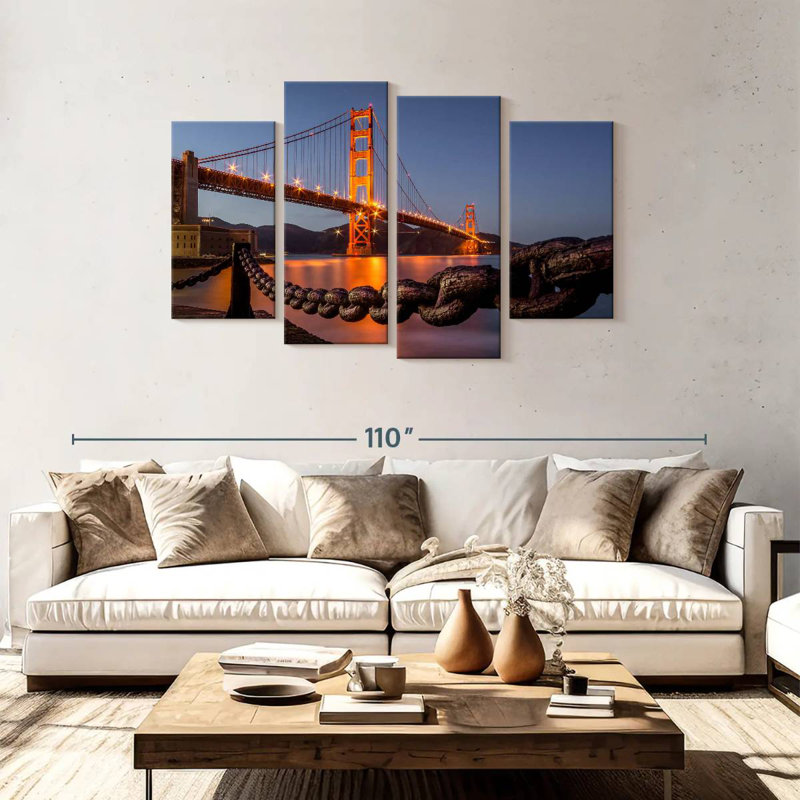 Lilie soirée au Golden Gate Bridge, H 48 po x l 75 po