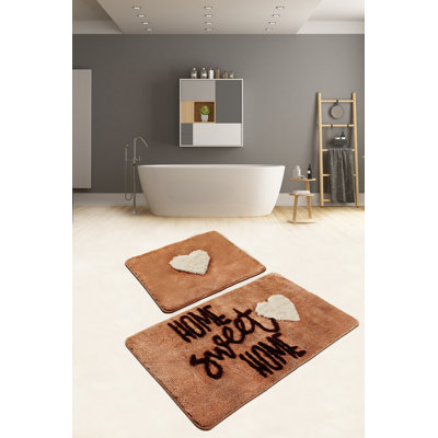 Ensemble de tapis de bain en acrylique de qualité supérieure (2 pièces), brun, 23,6 po x 39,4 po et 19,7 po x 23,6 po | 100% acrylique, 1,5 lb / vg², hauteur des poils de 0,4 po | Antibactérien, antidérapant, lavable à la machine à 86 ° F | Doux et durable pour une expérience de salle de bain luxueuse
