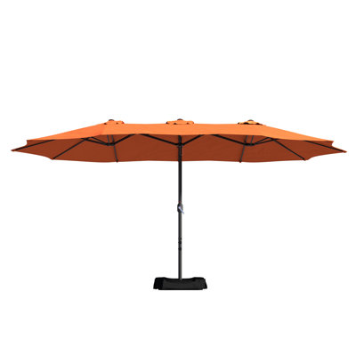Kirkbride 181'' x 106'' Outdoor Double-Sided Rectangular Market Umbrella With Base Patio Umbrella
