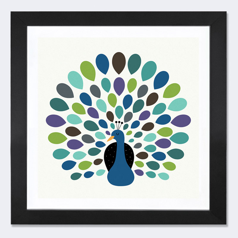 « peacock time »-impression sur toile, H 16 po x l 16 po x P 1 po, Papier encadré noir