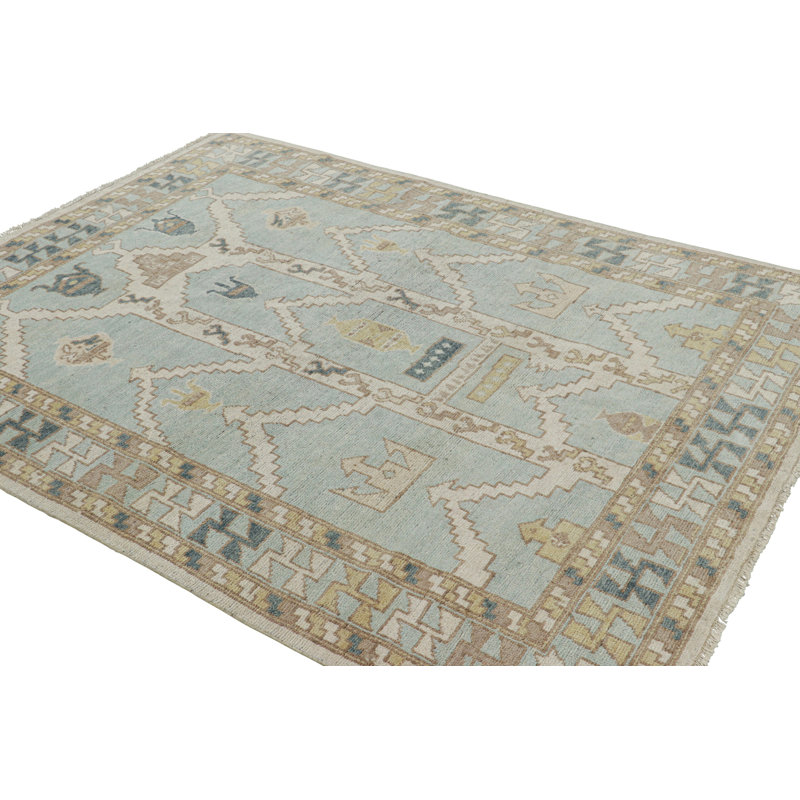 Burano Hand Knotted Wool Geometric Area Rug, Rectangle 6' x 9'