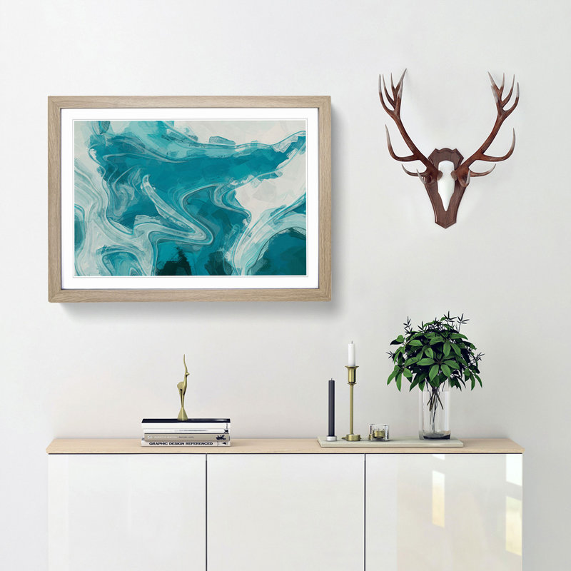Sea Dreams in Abstract - Picture Frame Graphic Art Print, Oak, 40cm H x 60cm W x 2cm D