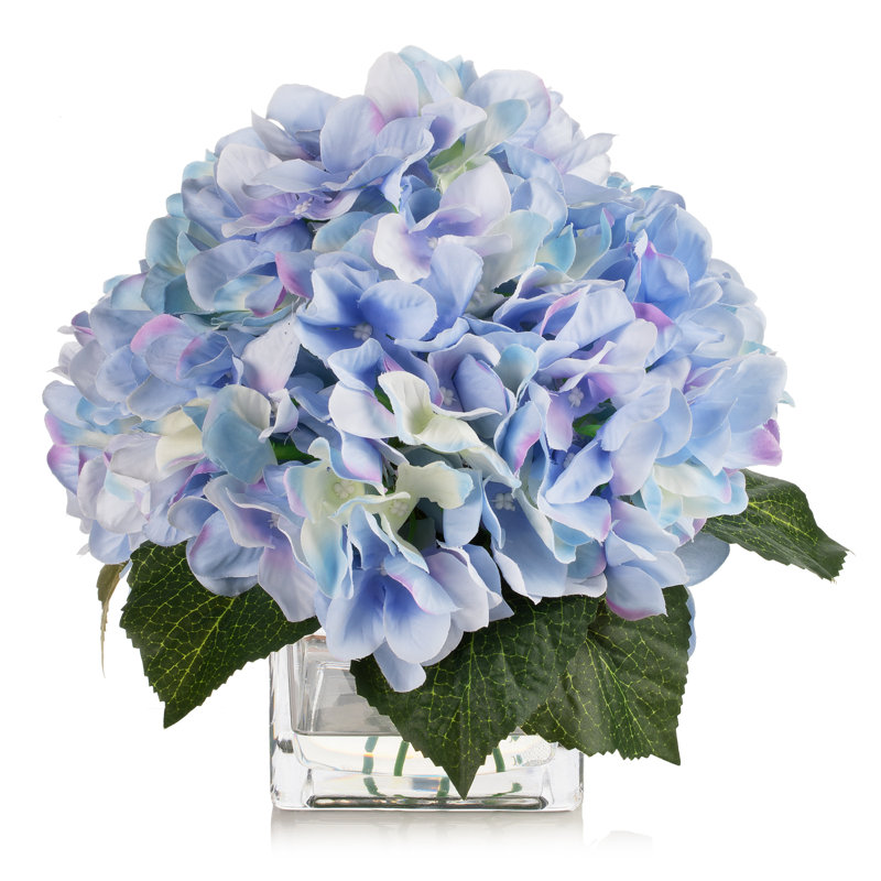 Arrangement d'hortensias dans un vase, Bleu