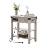 End Table With Charging Station, 3-Tier Narrow Side Table With Drawer And Storage