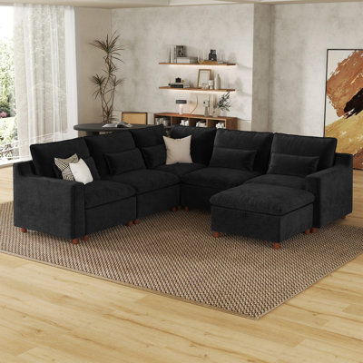 French Seam 5 Seats Modular Sectional