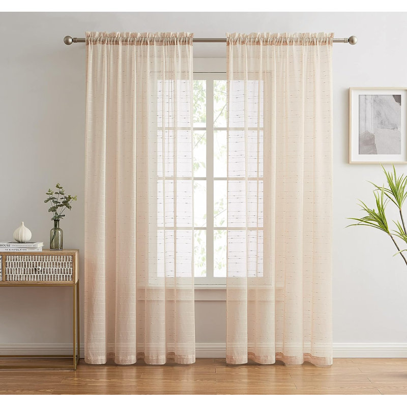Valerle Sheer Curtain Pair, 54" W x 84" H, Linen