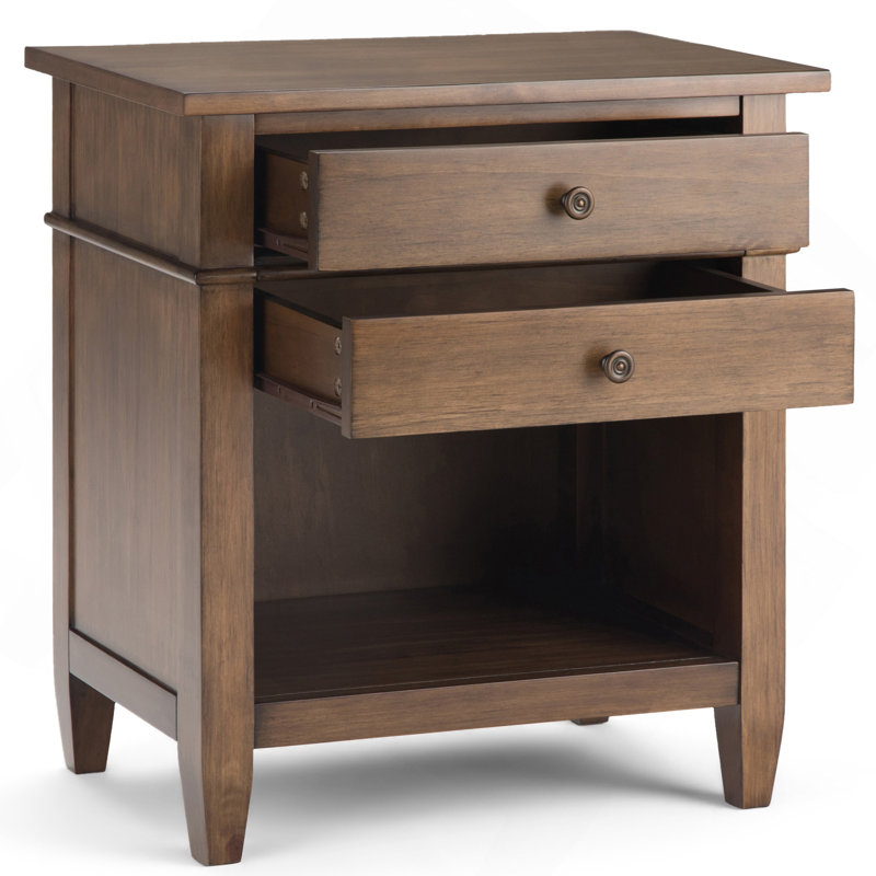 Carlton - Bedside Table - Rustic Natural Aged Brown, Dark Brown