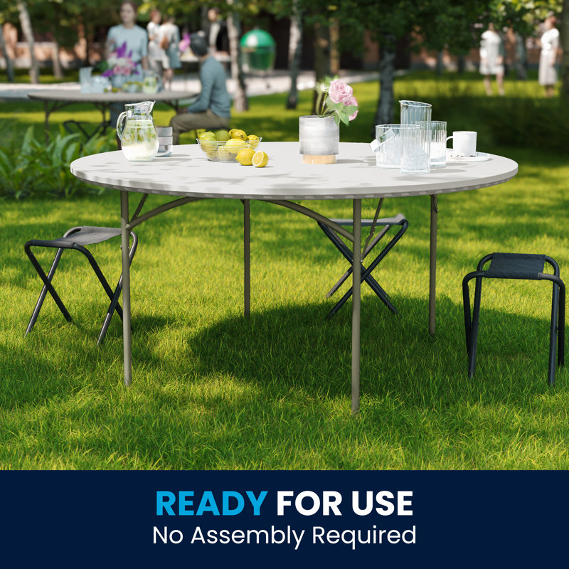 Elegant 60" Round Gray and White Plastic Foldable Event Table