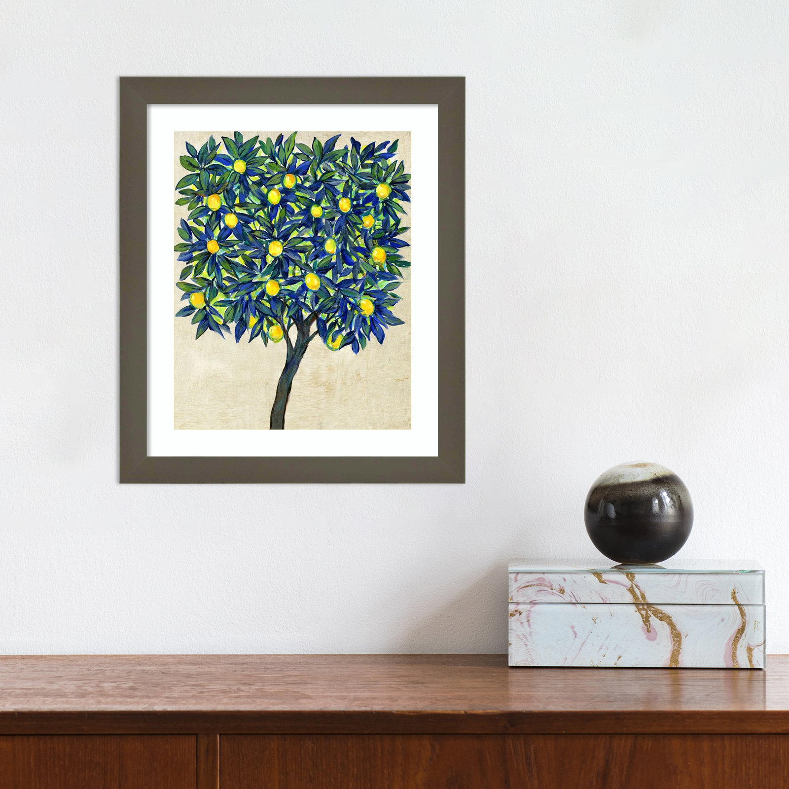 Lemon Tree Composition II by Tim Otoole, 13.17" H x 11.17" W x 0.88" D, Gray