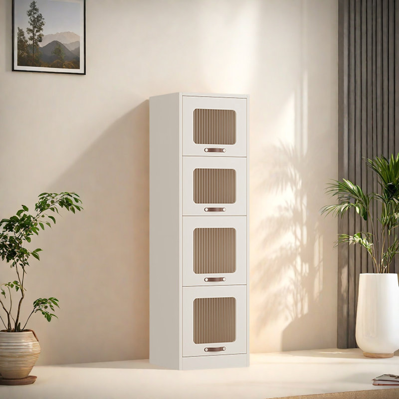 Rabehi, White, (4 Shelves) 54.3"H x 15.7"W x 13.7"D