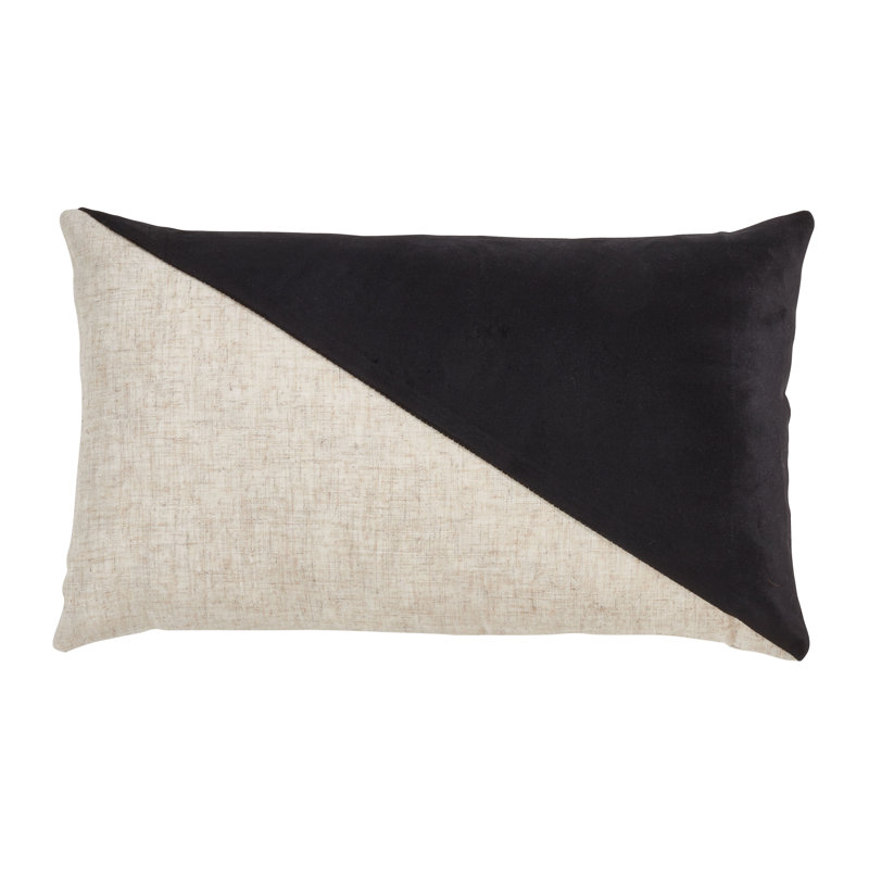 Cleo Collection Pillow Cover, Beige/Black, Down Blend