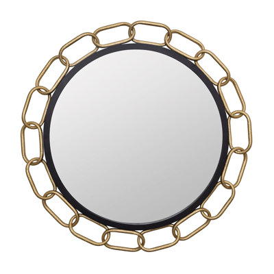 Chains of Love Round Wall Mirror - Matte Black/Textured Gold