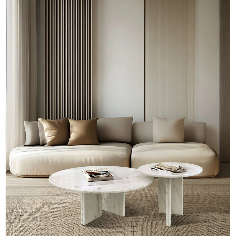Ensemble de tables basses en marbre, The Table, No Chairs., Blanc