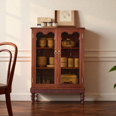 French-style glass double-door accent cabinet