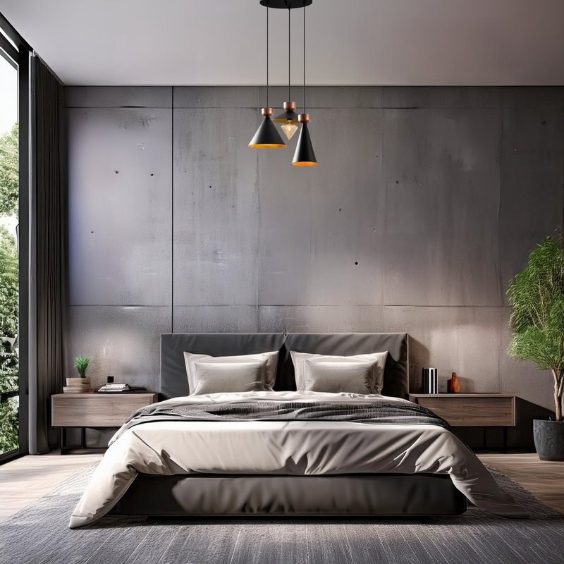 Modern Black Chandelier, Adjustable Height, 29 x 11.0 inches | Metal Body, 3 x E27 Max 40W | Elegant Scandinavian Design, Ideal for Living Room & Dining Room | Base Plate 15.7 inches, Cable Length 35.4 inches