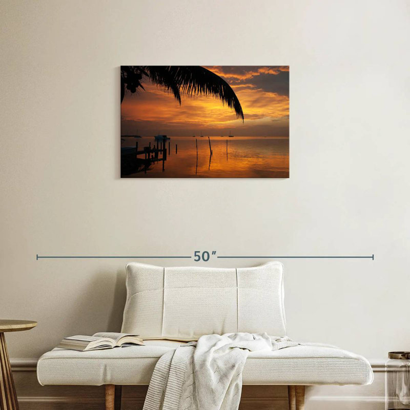 Coucher de soleil Gillard au Belize, H 20 po x l 30 po