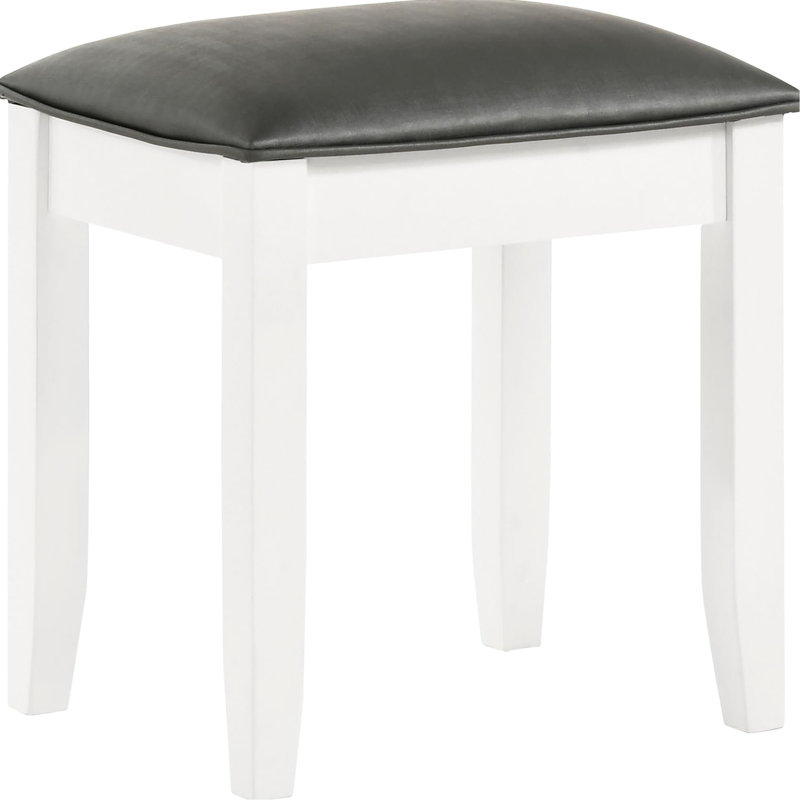 White Seat Stool, Thick Upholstery, Design, For Bedroom And Master Suite Glamorous Padded Vanity Seat, Finish, Living Room