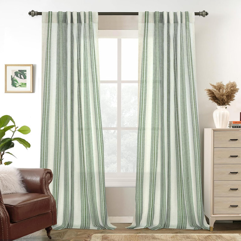 Rideaux semi-transparents avec passe-tringle Chris, L 52 po x L 108 po, Vert Loden
