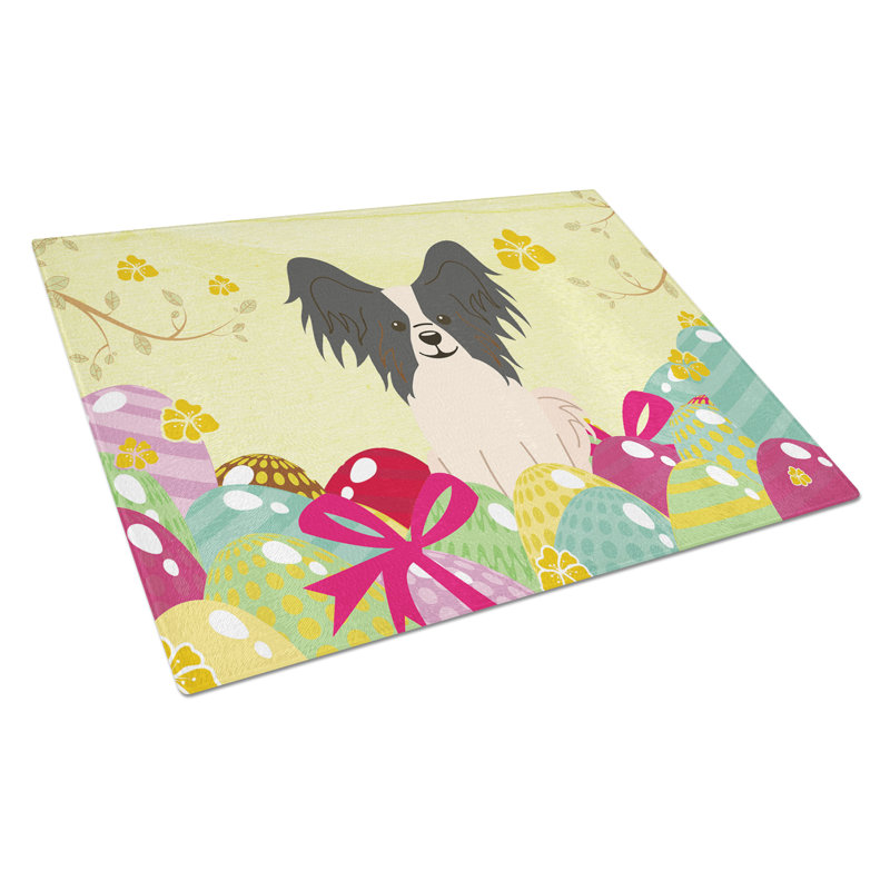 The Holiday Aisle Saroyan Glass Papillon Cutting Board, Black/White