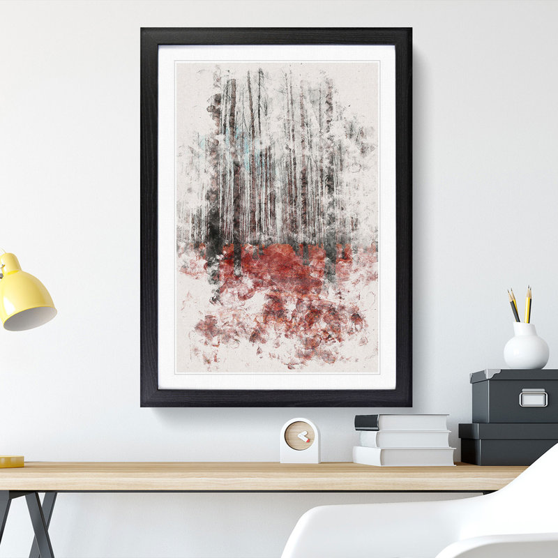 Rows of Trees - Picture Frame Graphic Art Print, 63cm H x 45cm W x 2cm D, Black Framed