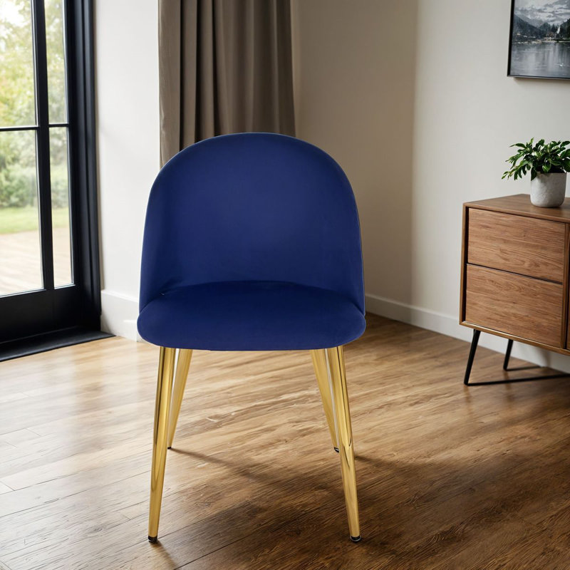 Velvoro Luxurious Dining Chair With Gold Legs, Blue, 6