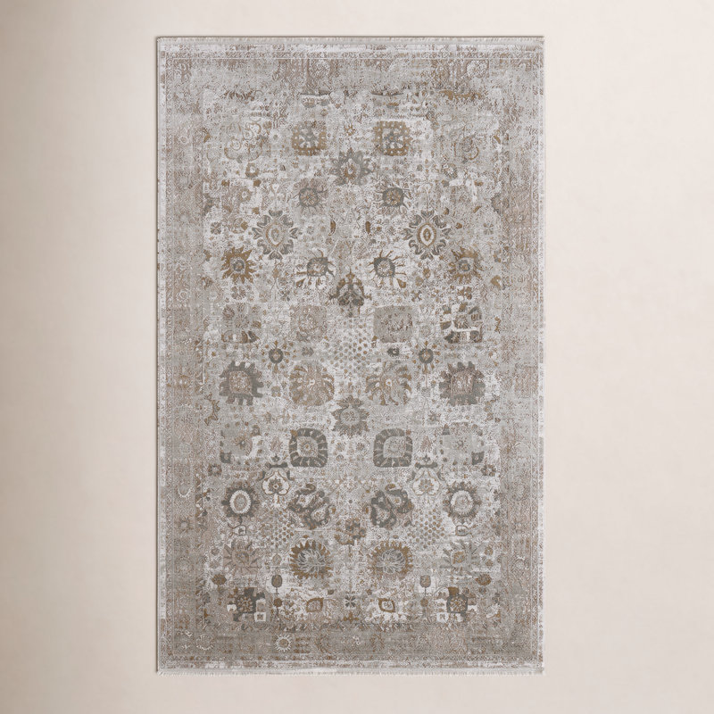 Cadiz Traditional Floral & Botanical Ivory Area Rug, Rectangle 3'1" x 5'