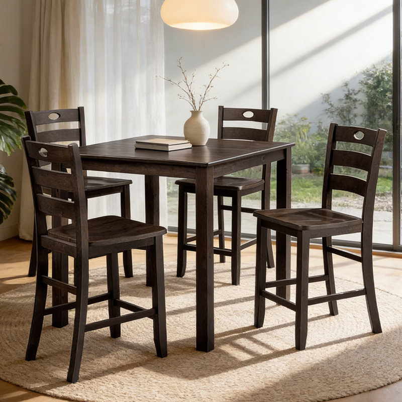 Richmond 5-Piece Counter Dining Table Set, Dark Brown