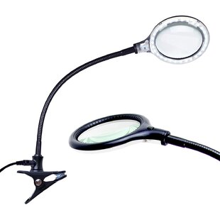 Jorgina Adjustable Magnifier LED Table Clamp Lamp 20X Magnifying Glass Desk Reading Lamp Inbox Zero Shade Color: White