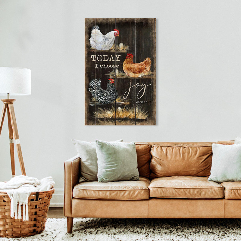 «Today I Choisissez Joy Hens», impression sur toile tendue, H 14 po x l 11 po x P 1,25 po
