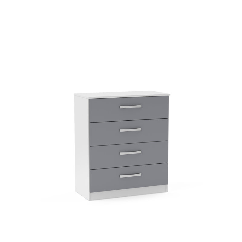 Marquitta 4 Drawer 76.6Cm W Double Dresser, White/Grey