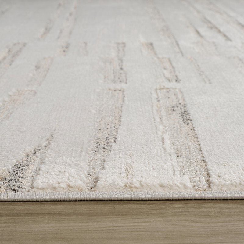 Tapis intérieur moderne, beige crème., Rectangle 7 pi 10 po x 10 pi 10 po
