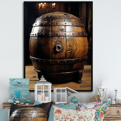 Tonneau de vin en bois brun - art mural vin