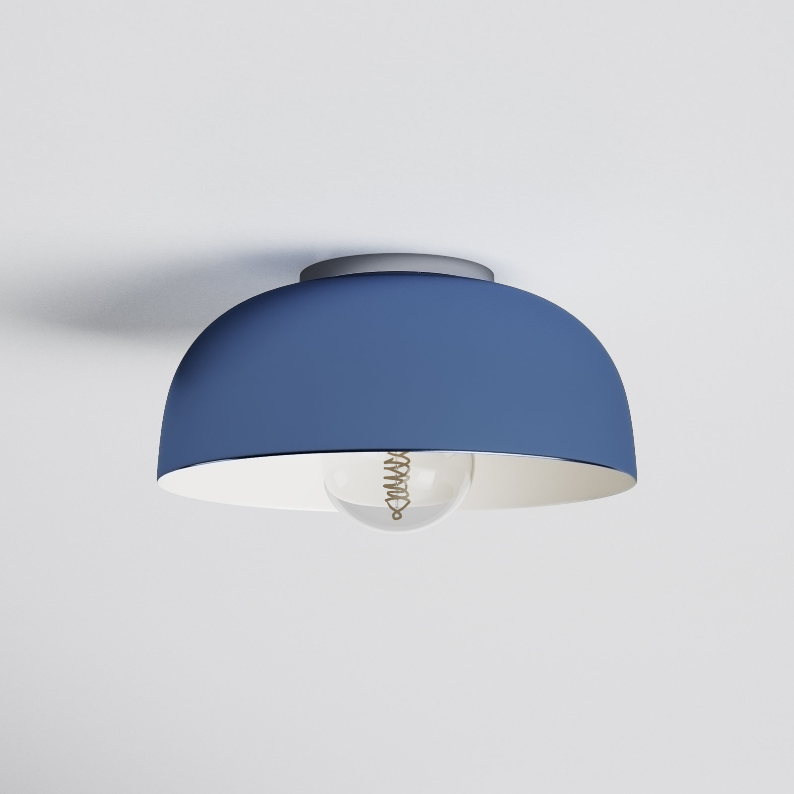 Rodanthe Single Light Metal Flush Mount, Polished Nickel, Navy, 5" H x 11" W x 11" D