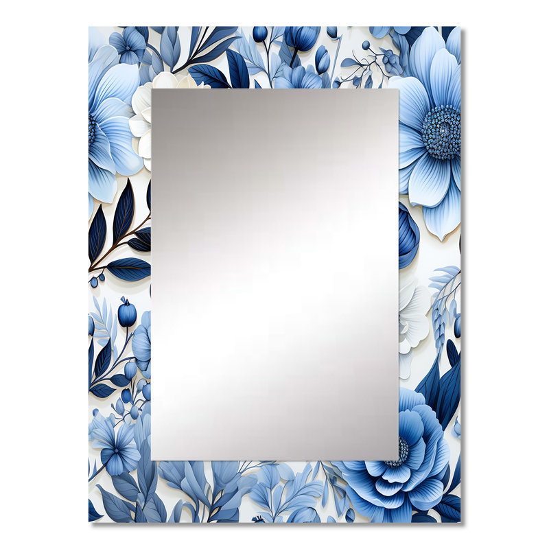 Motif floral excentrique aquarelle bleu Brayam, 32 po x 24 po