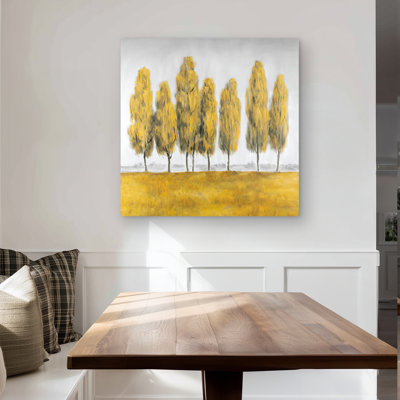 Abstract Yellow Trees - Contemporary Metal Print for Home Decor