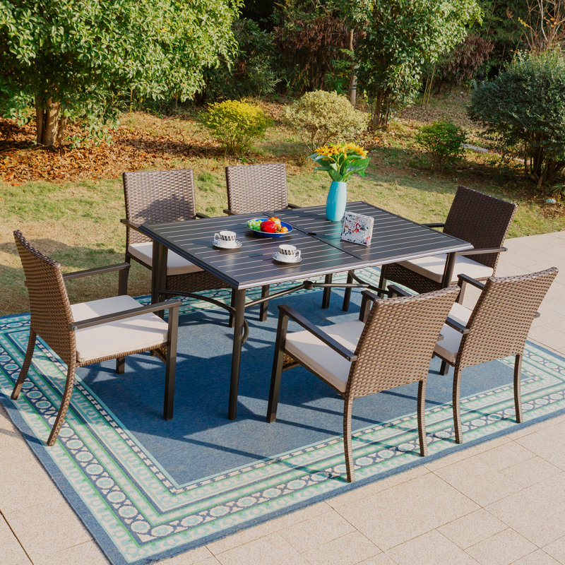 Salem 6 - Person Patio Dining Set with Rectangular Table , Cushions Included