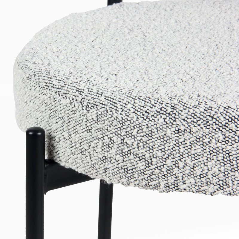 Joubert Round Dining Set, Trestle Dining Table With Boucle Chairs, Gray, 3