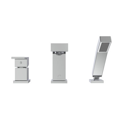 Quadrato Deck Tub Filler with Diverter