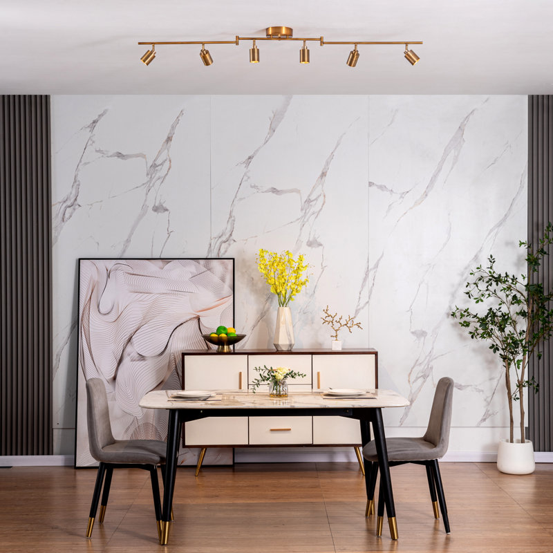 62.2'' 6 -Light Swing Arm Track Track Kit with Dimmable and Adjustable Head, Brushed Brass