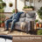 Anner 7-Piece Outdoor Wicker Patio Conversation Set With Square Metal Fire Pit Table, Swivel Gliders And Ottomans-1808669431-1808669430-1808668937